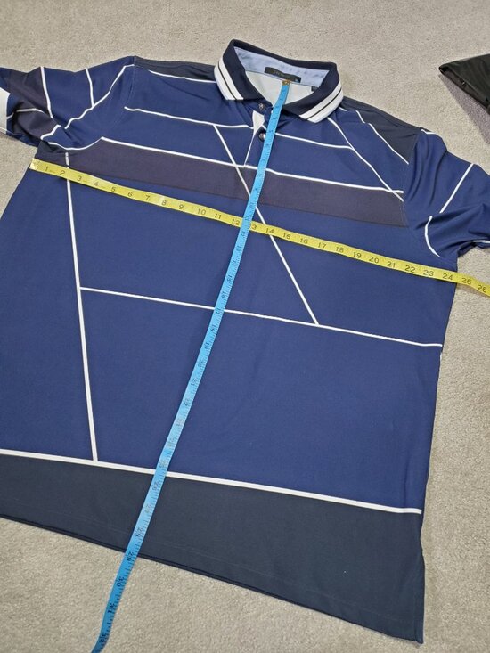 GREYSON Performance Golf Polo Shirt Stretch Snap Button Striped Geometric Men XL - Picture 12 of 12